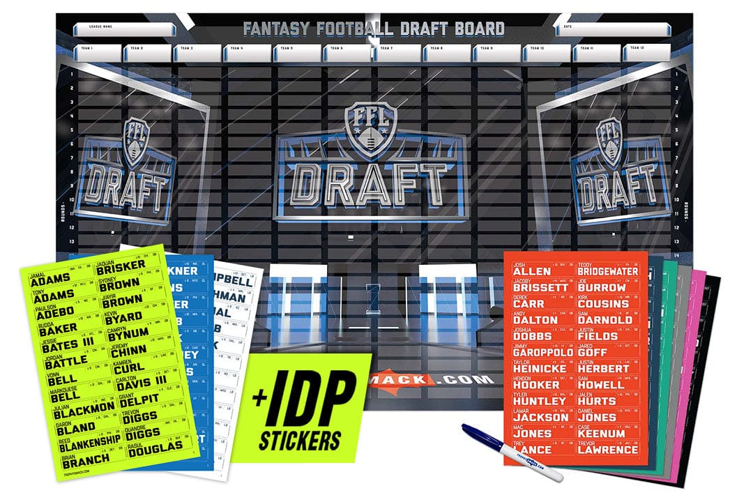 TrophySmack 2024 Fantasy Football Draft Board Kit - 12, 10, 8 team