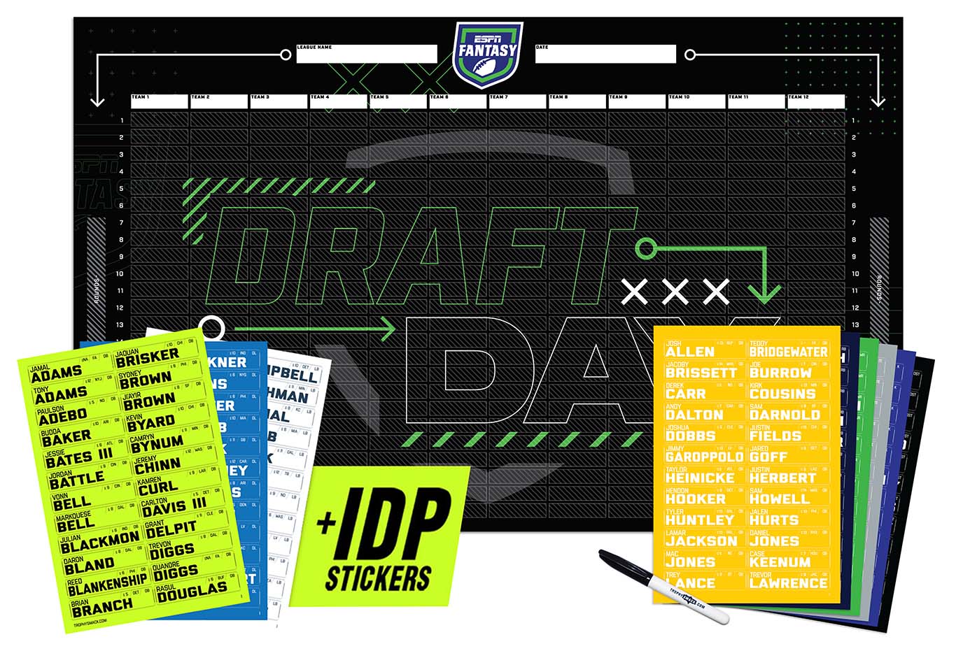 TrophySmack 2026 ESPN Fantasy Football Draft Board Kit - 12, 10, 8 team