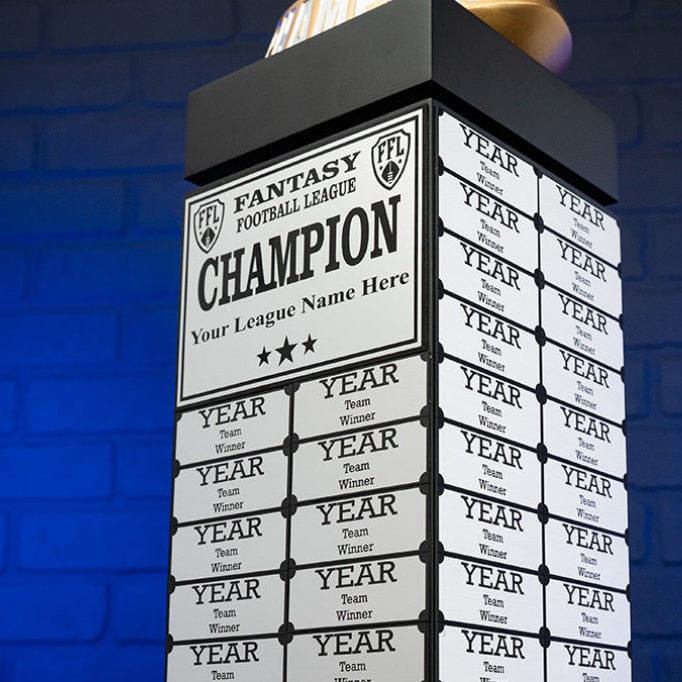 TrophySmack 24" Fantasy Football Perpetual Trophy Tower - Silver Engravings