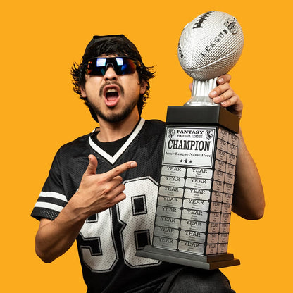 TrophySmack 24" Fantasy Football Perpetual Trophy Tower - Silver Engravings
