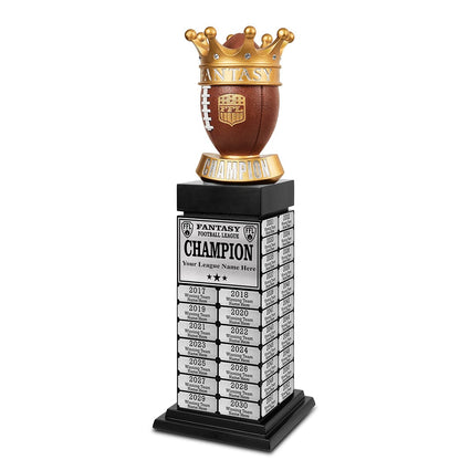 TrophySmack 24" Fantasy Football Perpetual Trophy Tower - Silver Engravings
