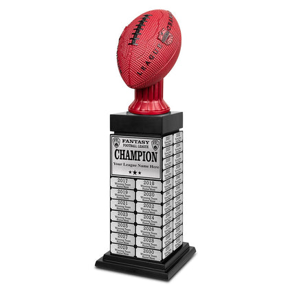TrophySmack 24" Fantasy Football Perpetual Trophy Tower - Silver Engravings