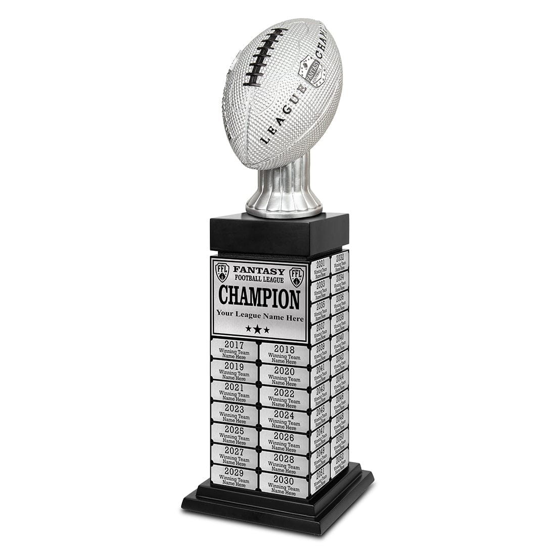 TrophySmack 24" Fantasy Football Perpetual Trophy Tower - Silver Engravings