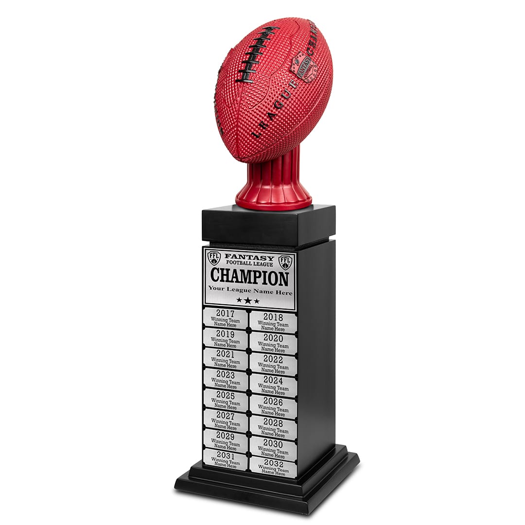 TrophySmack 24" Fantasy Football Perpetual Trophy Tower - Silver Engravings