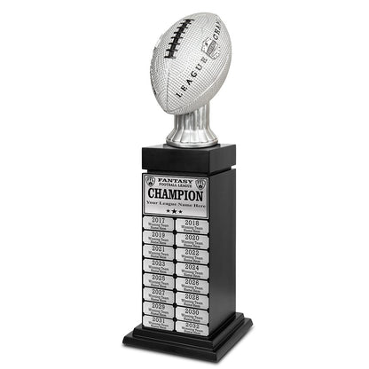 TrophySmack 24" Fantasy Football Perpetual Trophy Tower - Silver Engravings
