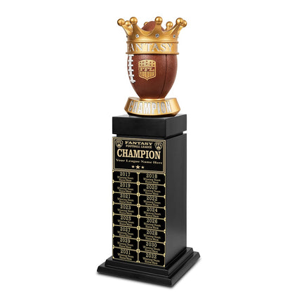 TrophySmack 24" Fantasy Football Tower Perpetual Trophy - Black/Gold Engravings