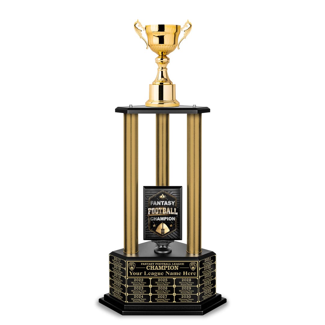 TrophySmack 26”-36” Gold Column Fantasy Football Perpetual Trophy