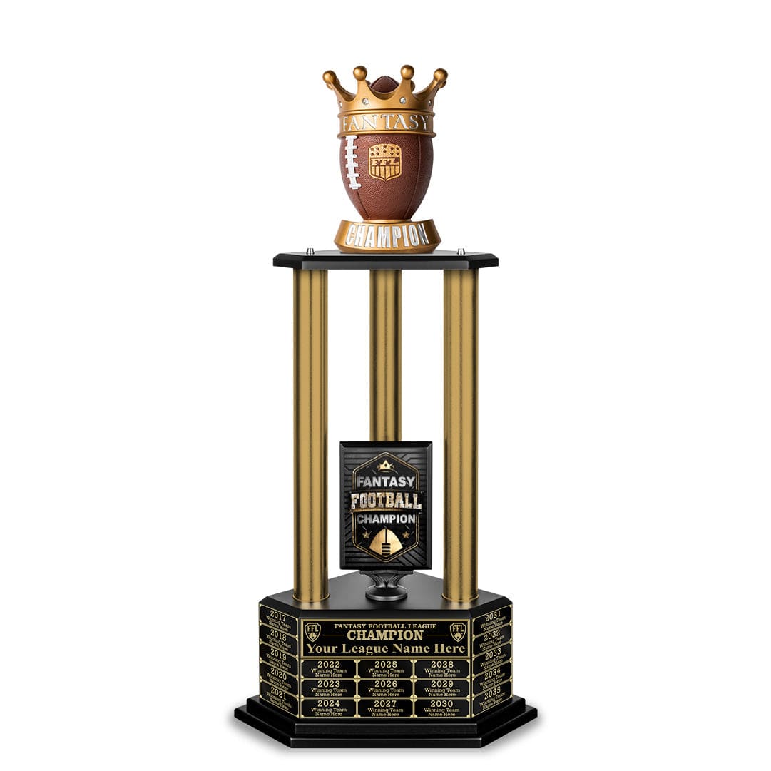 TrophySmack 26”-36” Gold Column Fantasy Football Perpetual Trophy