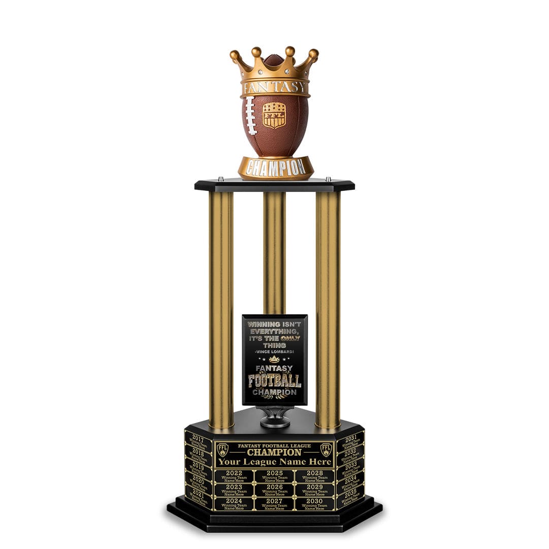 TrophySmack 26”-36” Gold Column Fantasy Football Perpetual Trophy