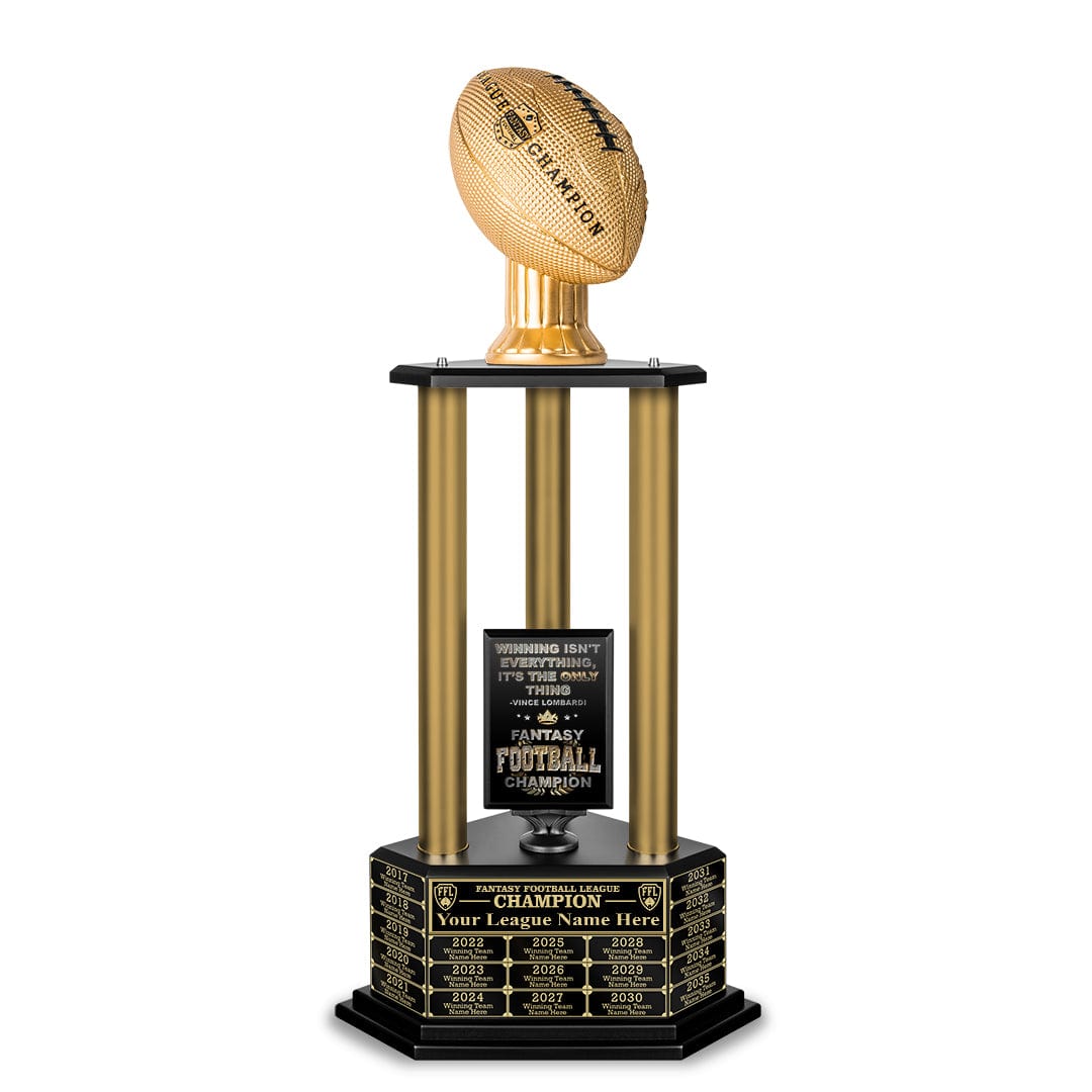 TrophySmack 26”-36” Gold Column Fantasy Football Perpetual Trophy