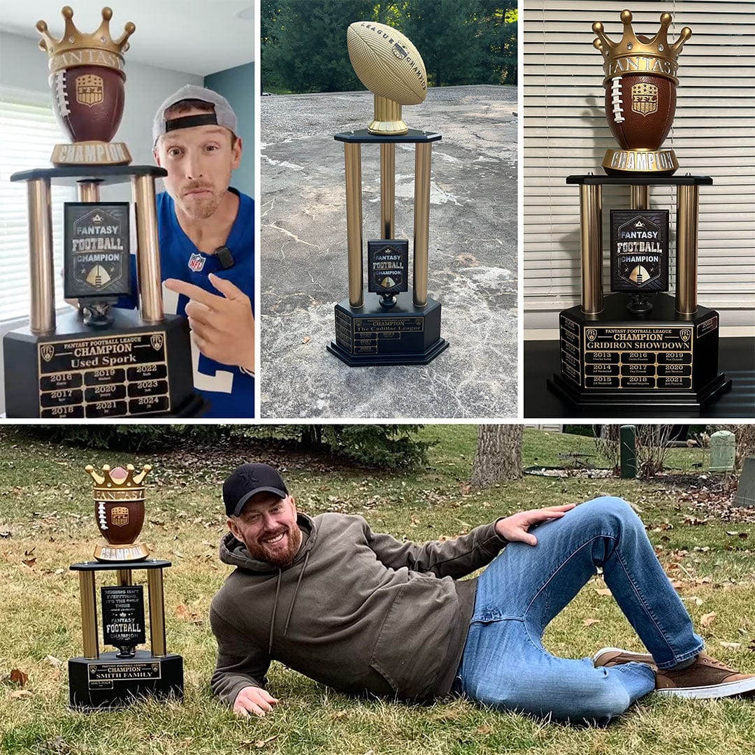 TrophySmack 26”-36” Gold Column Fantasy Football Perpetual Trophy
