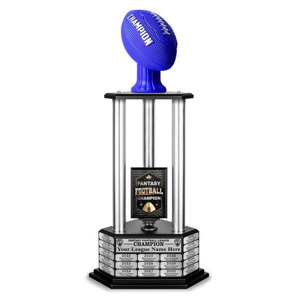 TrophySmack 26”-56” Fantasy Football Perpetual Trophy - Blue Football