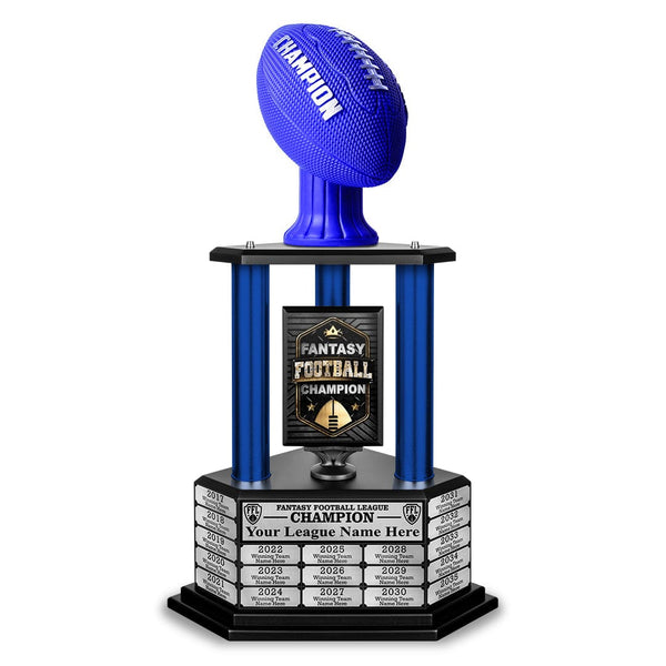 TrophySmack 26”-56” Fantasy Football Perpetual Trophy - Blue Football