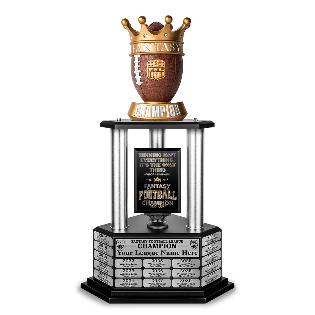 TrophySmack 26"-56” Fantasy Football Perpetual Trophy - Crown Football
