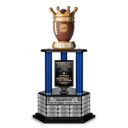 TrophySmack 26"-56” Fantasy Football Perpetual Trophy - Crown Football