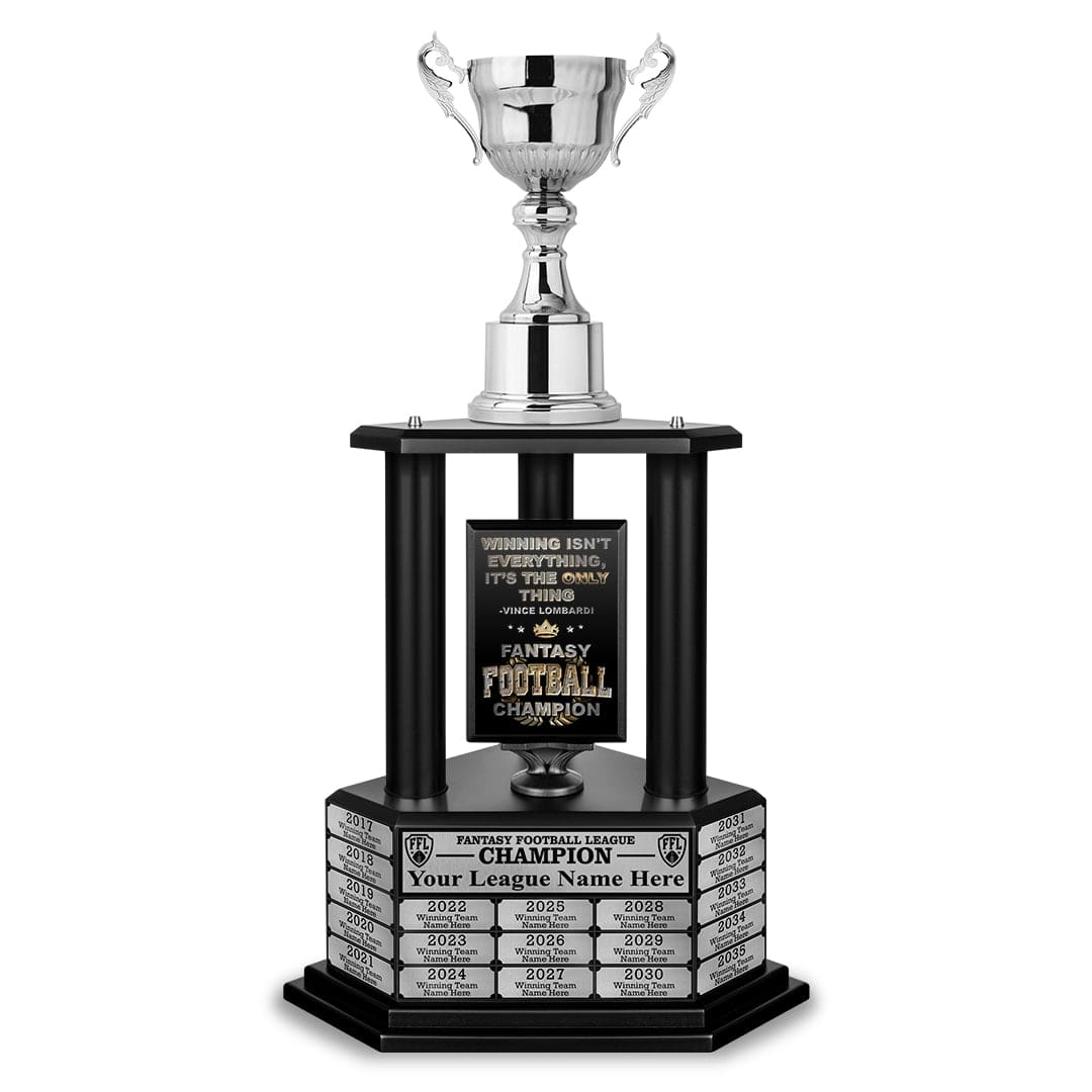 TrophySmack 26"-56" Fantasy Football Perpetual Trophy - Silver Cup
