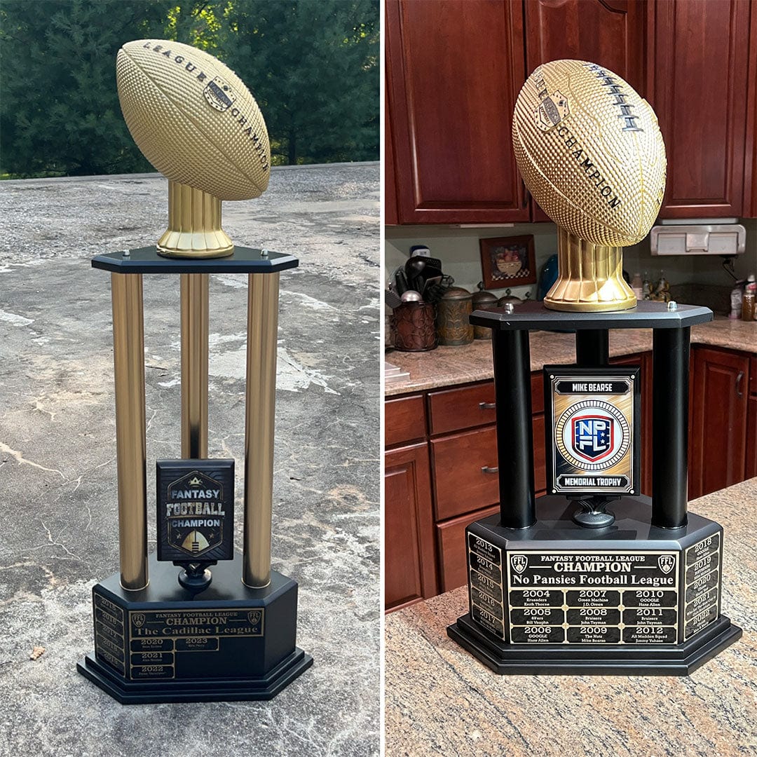 TrophySmack 26"-56" Perpetual Fantasy Football Trophy - Gold Football