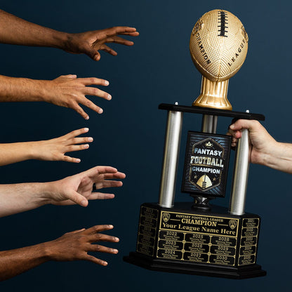 TrophySmack 26"-56" Perpetual Fantasy Football Trophy - Gold Football