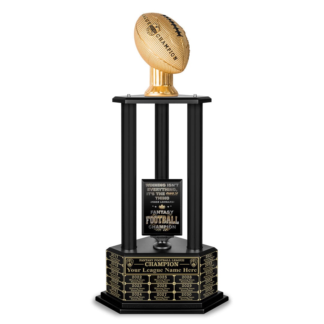TrophySmack 26"-56" Perpetual Fantasy Football Trophy - Gold Football