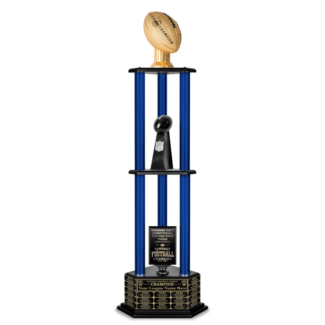 TrophySmack 26"-56" Perpetual Fantasy Football Trophy - Gold Football