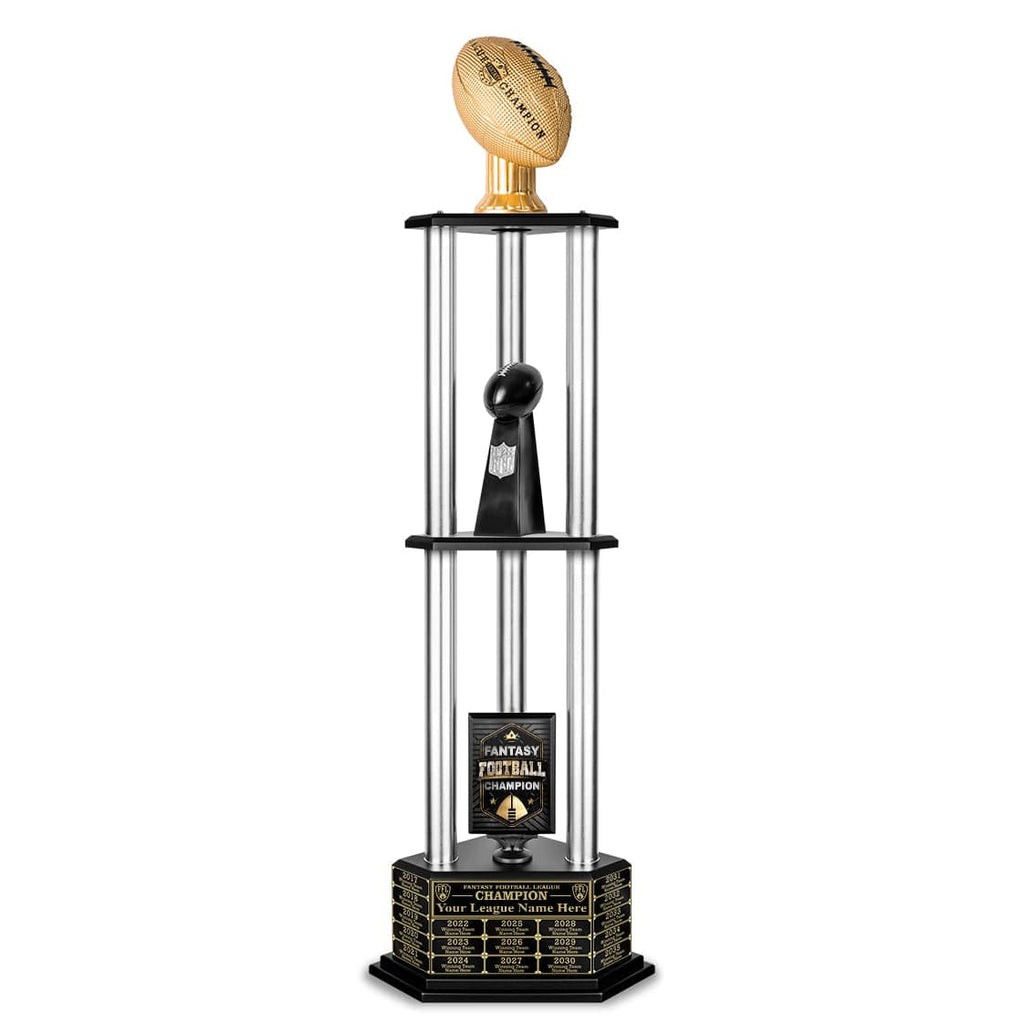 26"56" Perpetual Fantasy Football Trophy Gold Football TrophySmack