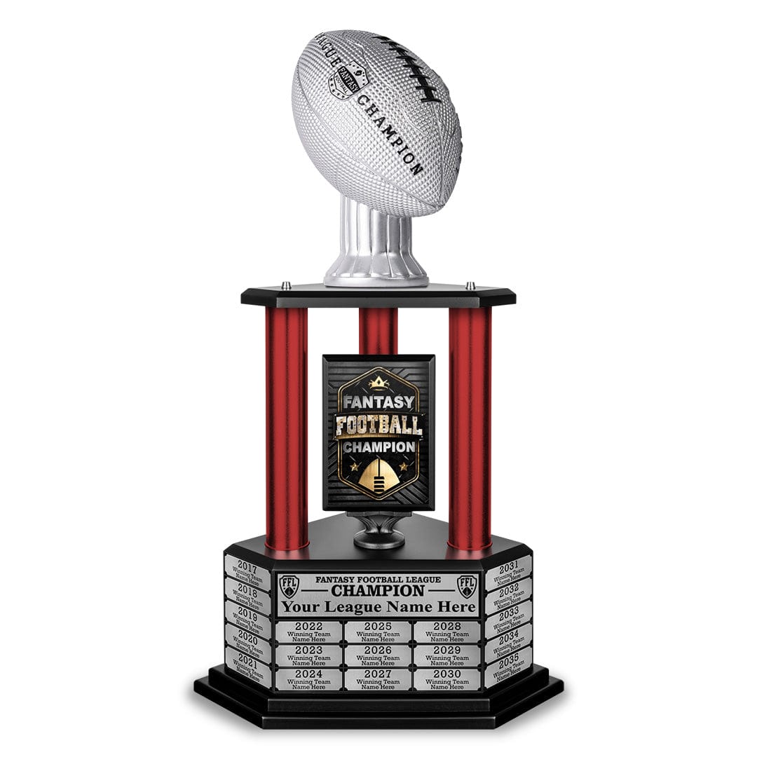 TrophySmack 26"-56" Perpetual Fantasy Football Trophy - Silver Football