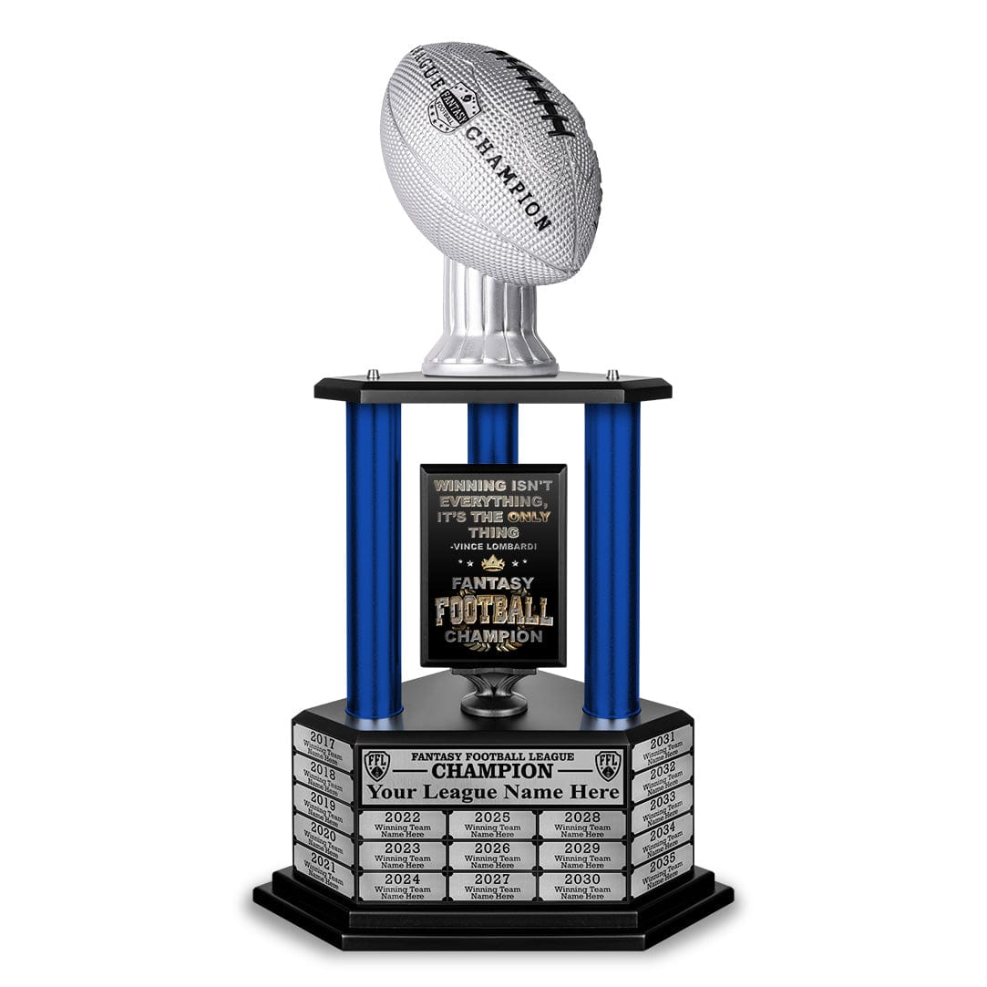 TrophySmack 26"-56" Perpetual Fantasy Football Trophy - Silver Football