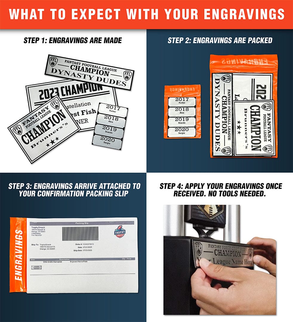 TrophySmack 3 Column Single Winner League Plate - Silver