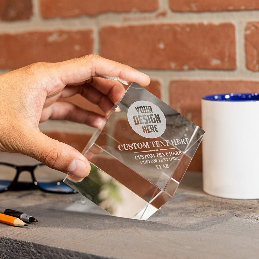 TrophySmack 3" Cube Crystal Award