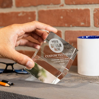 TrophySmack 3" Cube Crystal Award