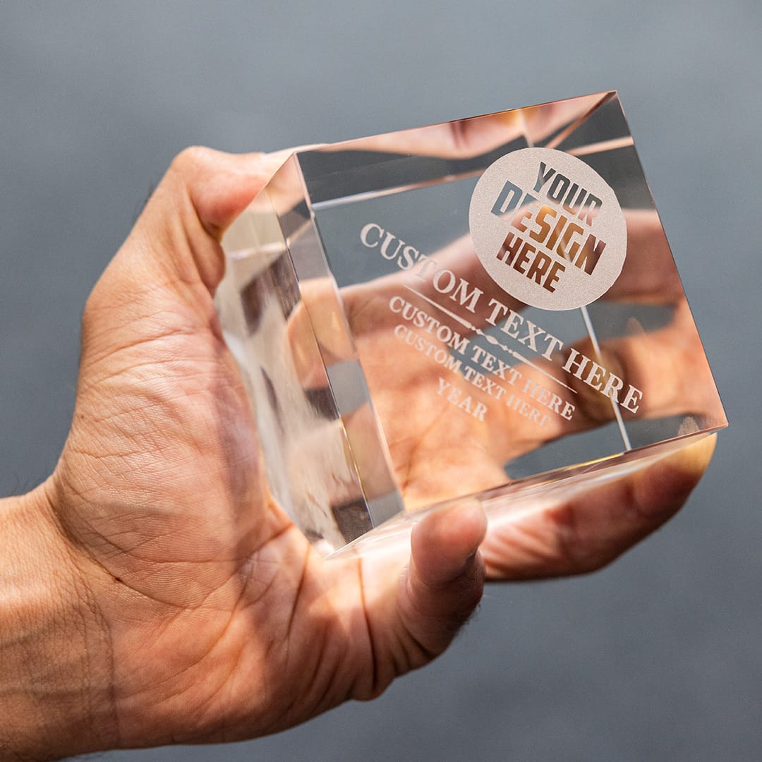 TrophySmack 3" Cube Crystal Award