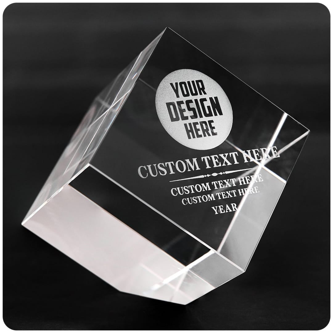 TrophySmack 3" Cube Crystal Award