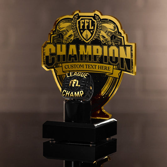 TrophySmack 7" Fantasy Football Championship Ring Display Bundle