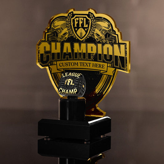 TrophySmack 7" Fantasy Football Championship Ring Display Bundle