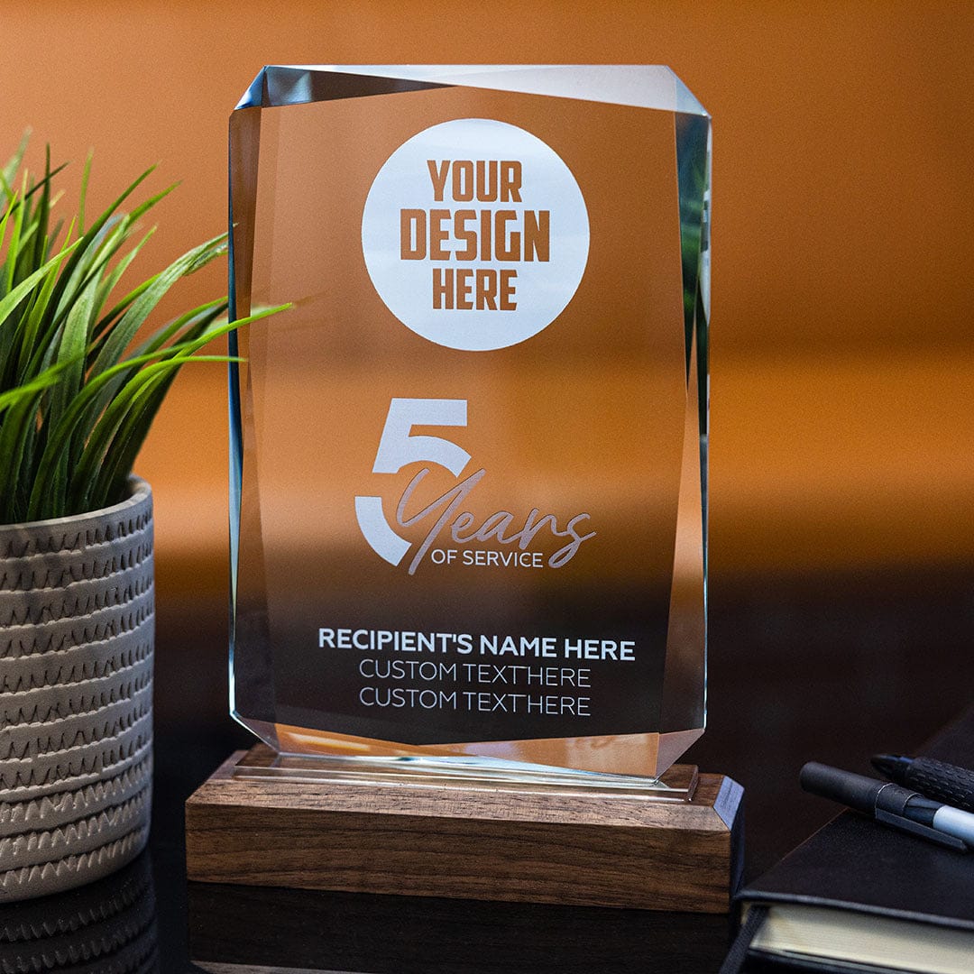 TrophySmack 8.5" Years of Service Crystal Award