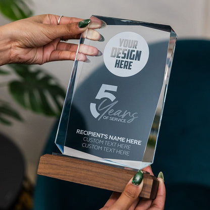 TrophySmack 8.5" Years of Service Crystal Award