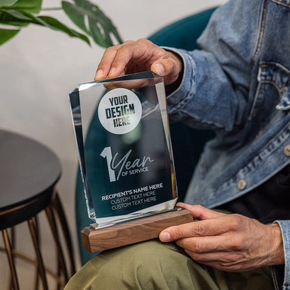 TrophySmack 8.5" Years of Service Crystal Award