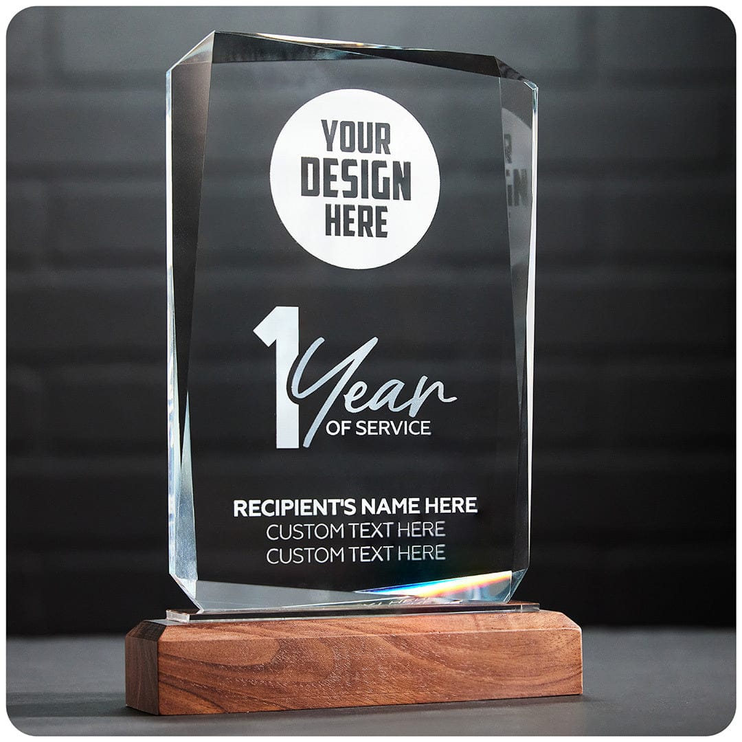 TrophySmack 8.5" Years of Service Crystal Award