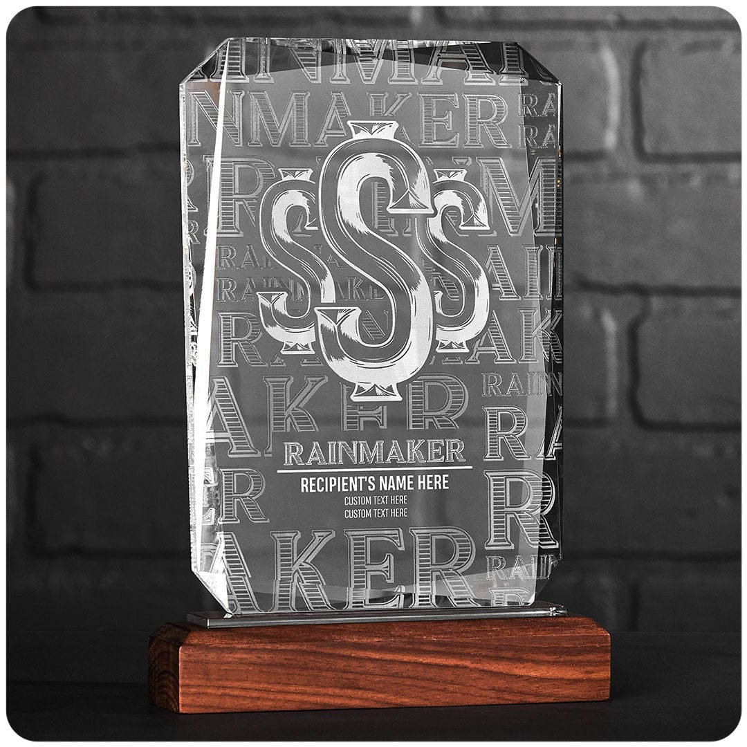 TrophySmack 8.75" Rainmaker Custom Crystal Award