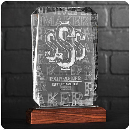 TrophySmack 8.75" Rainmaker Custom Crystal Award