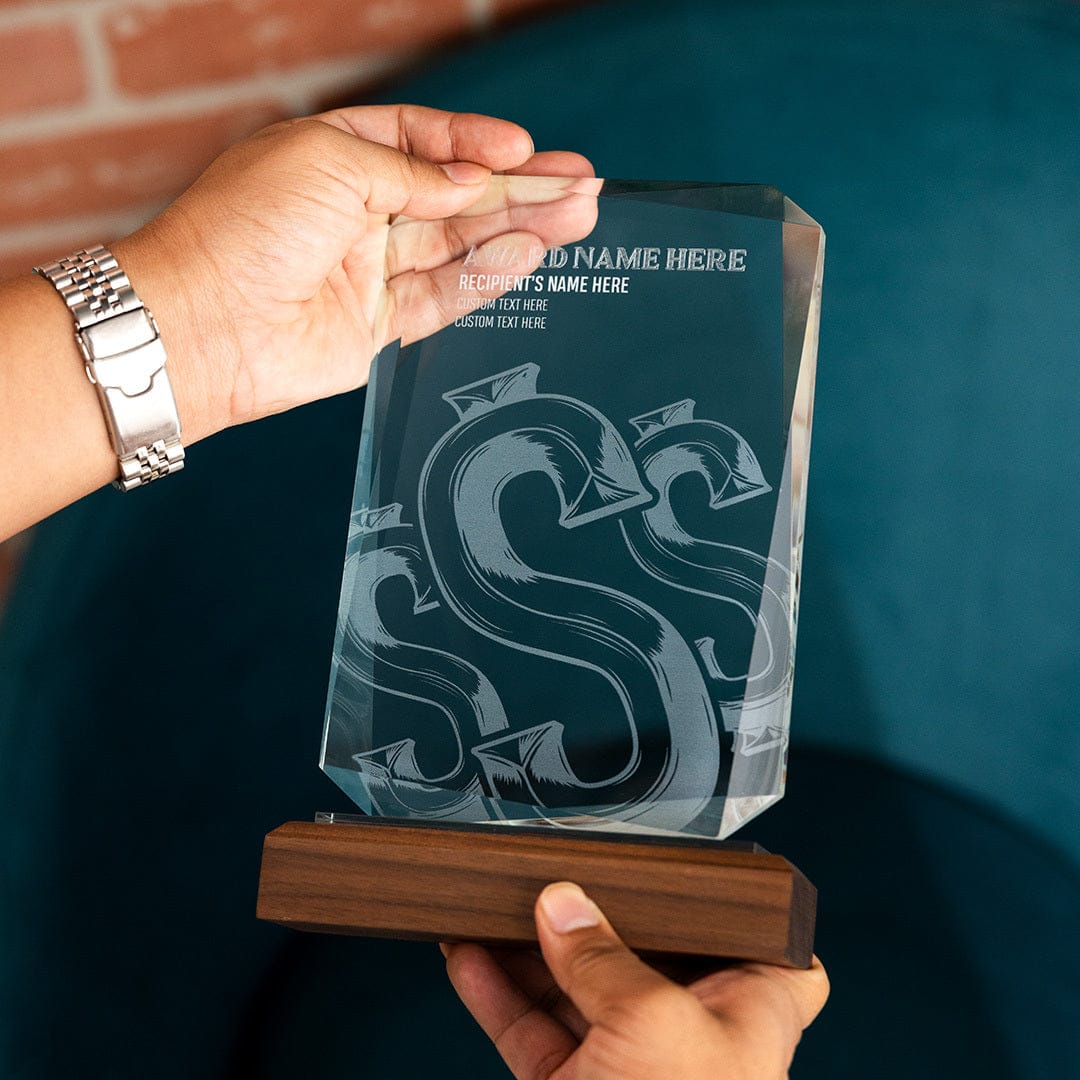 TrophySmack 8.75" Rainmaker Custom Crystal Award