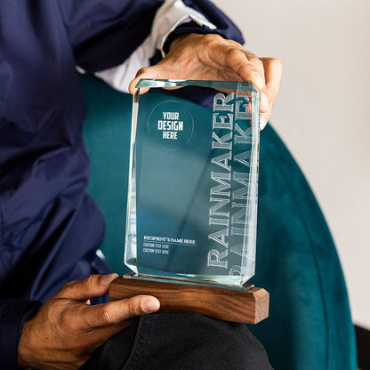 TrophySmack 8.75" Rainmaker Custom Crystal Award