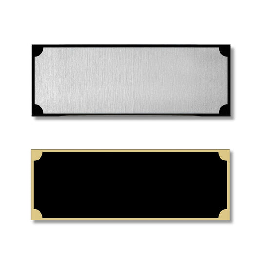 TrophySmack Blank Engraved Name Plate - Silver & Black/Gold