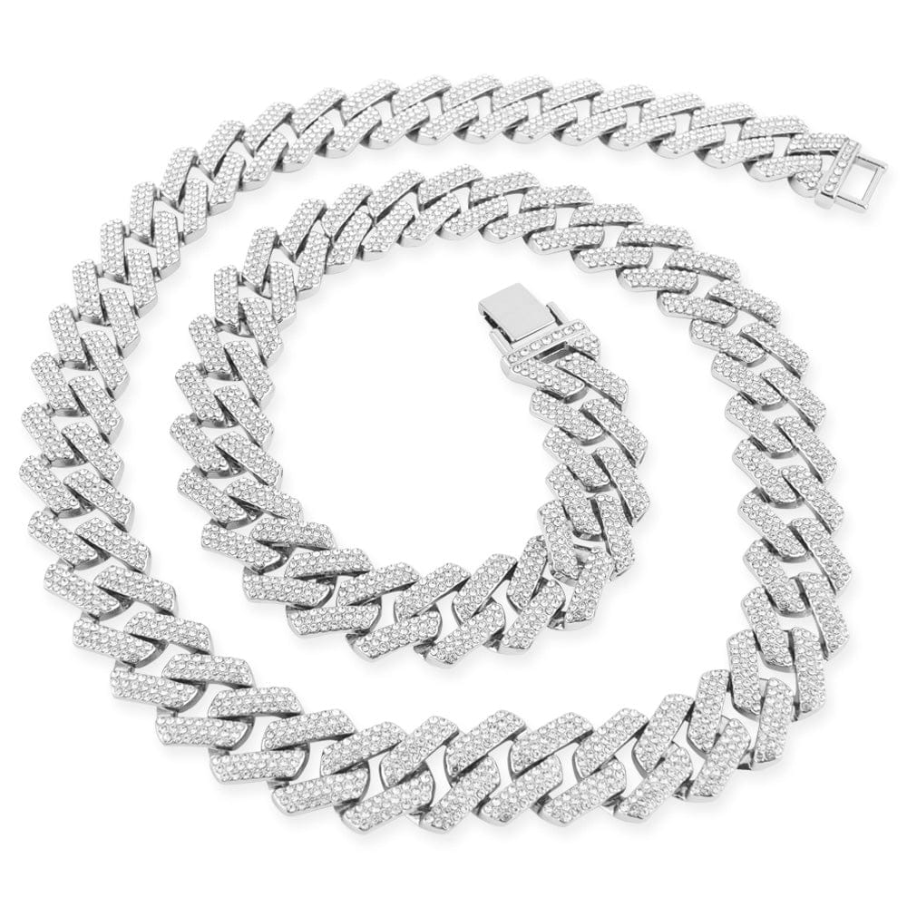 TrophySmack Blinged Silver Cuban Link Chain