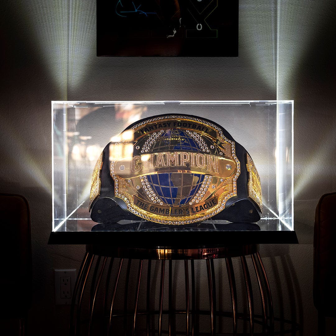 TrophySmack Championship Belt Display Case with LED Lighting