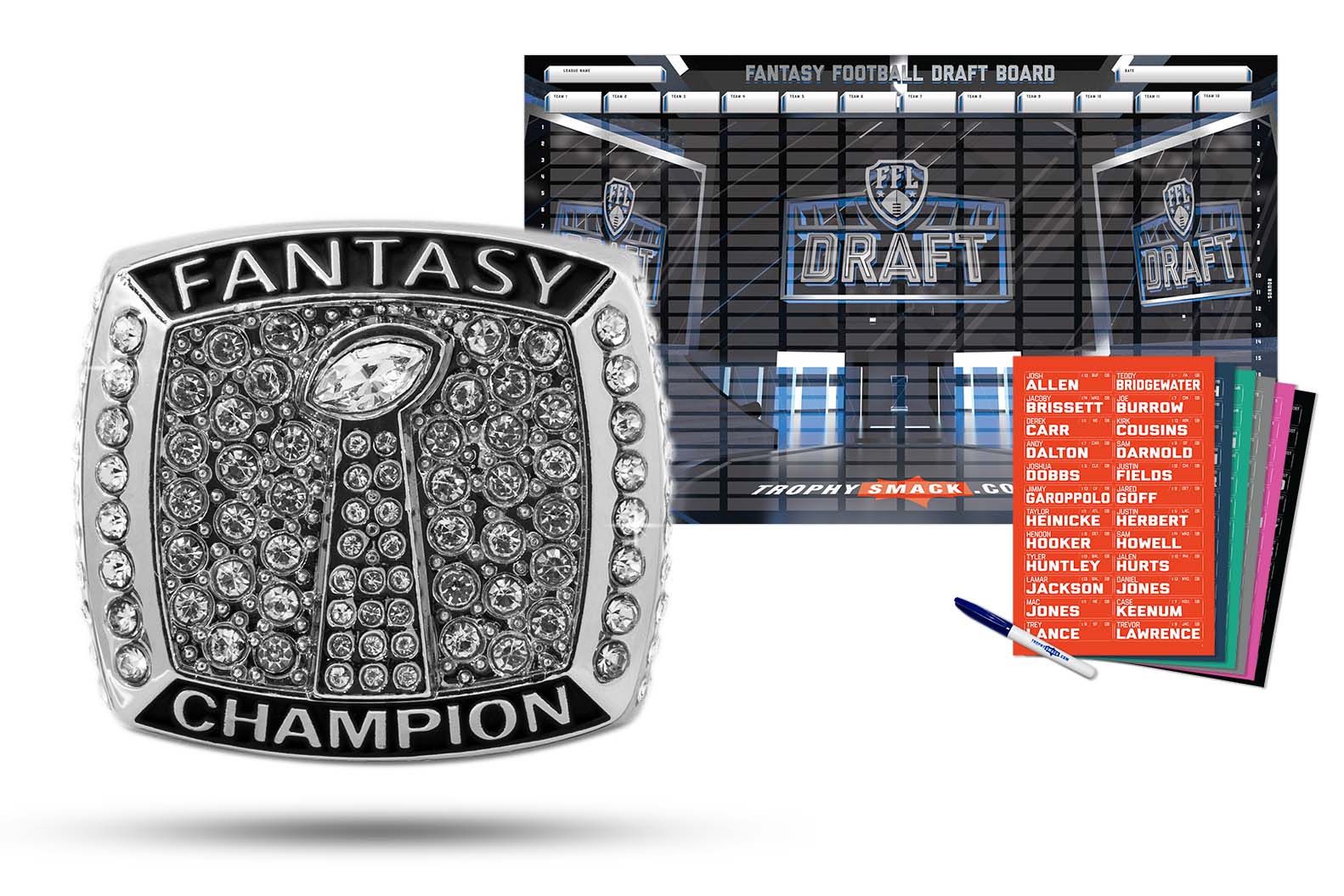 Fantasy Football Live Draft Board Kit with Ring – TrophySmack - TrophySmack