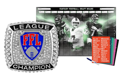 TrophySmack Championship Ring + 2026 Fantasy Football Superstar Draft Board Kit