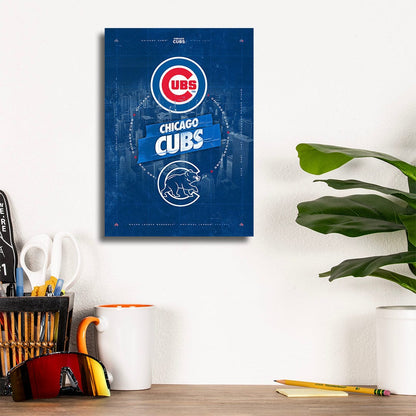 TrophySmack Chicago Cubs City Skyline Stacked - MLB Metal Wall Art
