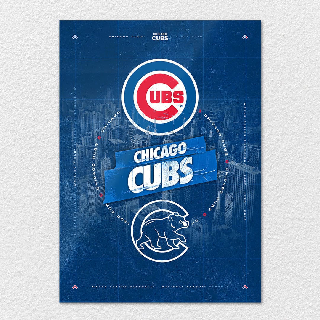 TrophySmack Chicago Cubs City Skyline Stacked - MLB Metal Wall Art