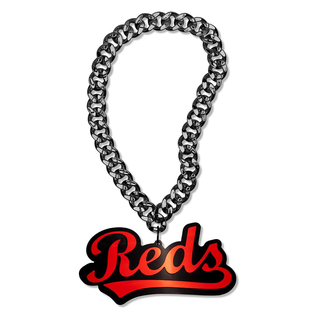 Cincinnati Reds Script Images Cincinnati Reds Script Logo MLB Chromatic Turnover Chain - TrophySmack